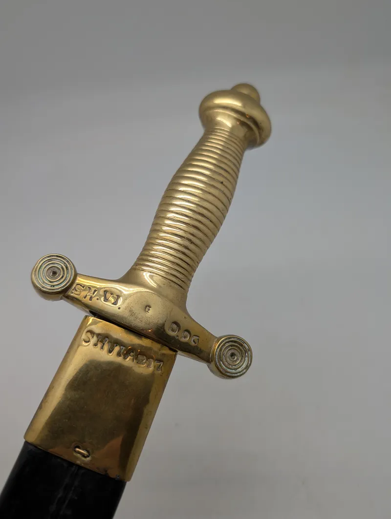 Dansk m1854 gravkors  Infantry Short Sword with Brass Hilt and Scabbard Mounts