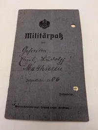 Tysk Militärpaß fra 1. Verdenskrig tilhørende Emil Ludvig Matthiesen