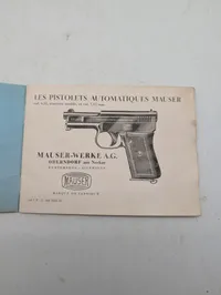 Mauser Pistolet Automatique Instruktionsmanual WW2