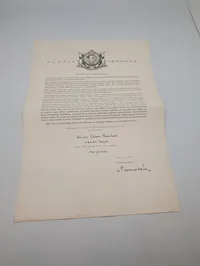 Finsk krigsmindediplom 1939-1940 med Carl Gustaf Mannerheims signatur