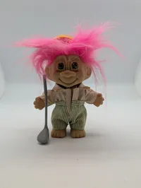 Russ Berrie Golfer Troll Doll with Pink Hair and Golf Club Accessory