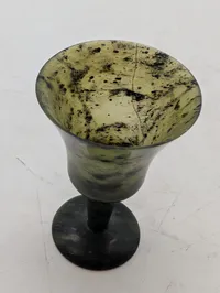 Chinese Carved Spinach Green Jade Goblet
