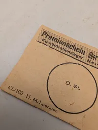 Prämienschein fra Koncentrationslejren Neuengamme, RM 0,50