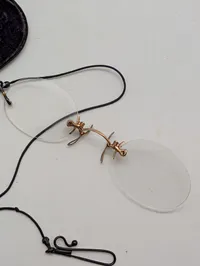 Antikke Pince-nez Briller med Guldstel og Originalt Etui