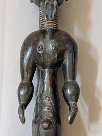 Hand-Carved African Baule Male Ancestor Figure in Dark Hardwood