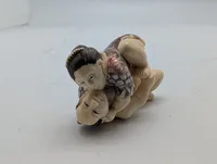 Antik JAPANESE HAND CARVED EROTIC NETSUKE FIGURES EDO / MEIJI PERIODE 