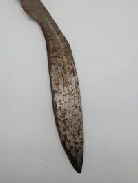 Antique Nepalese Kukri Knife with Carved Wood and Brass Handle