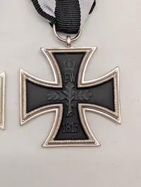Pair of Prussian 1914 Iron Cross 2nd Class Medals with Ribbons POSTWAR