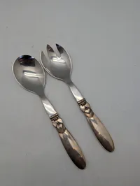 Georg Jensen Cactus Sølvbestik, To Knive i Sterling Sølv