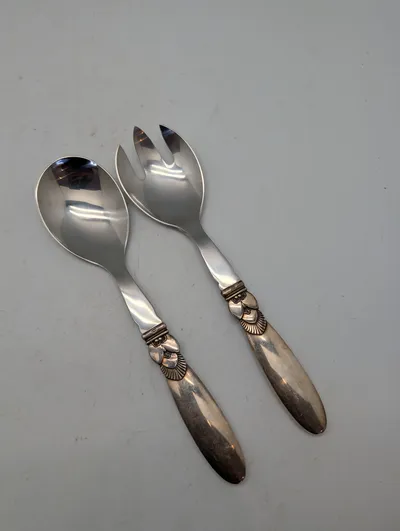 Georg Jensen Cactus Sølvbestik, To Knive i Sterling Sølv