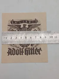 Adolf Hitler Ex Libris Bogmærke, originalt fra hans München lejelighed 