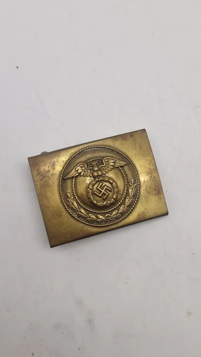 WWII German NSDAP Political  Belt Buckle — Brass, Eagle & Swastika