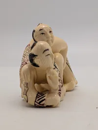 Antik JAPANESE HAND CARVED EROTIC NETSUKE FIGURES EDO / MEIJI PERIODE 