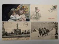 Set of Four Vintage Early 20th Century Postcards