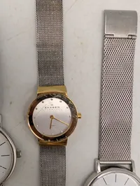 Samling af seks Skagen Denmark armbåndsure
