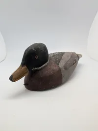 Antique Hand-Carved Wooden Mallard Drake Duck Decoy