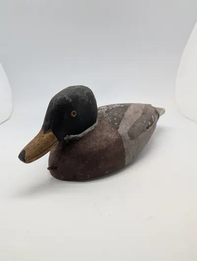 Antique Hand-Carved Wooden Mallard Drake Duck Decoy