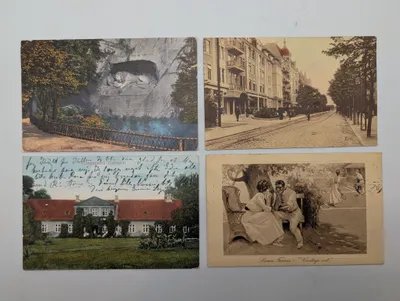 Set of Four Early 20th Century European Topographical and Genre Postcards