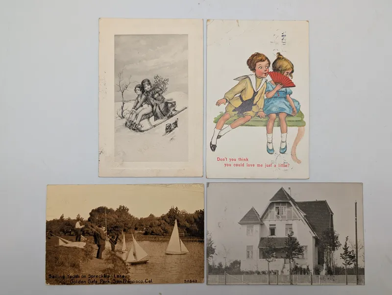 Lot of 4 Antique Postcards: San Francisco, Illustration, and Architecture