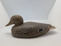 Vintage Hand-Carved and Painted Wooden Hen Mallard Duck Decoy