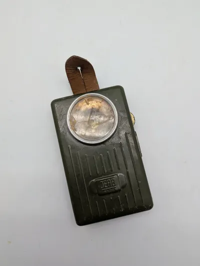Vintage JEAB Sweden Military Style Pocket Flashlight with Leather Strap