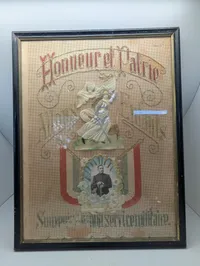 Fransk Militær Souvenirramme med Joan of Arc og Soldaterportræt