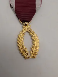 Guldtonet laurbærkrans-medalje med rød-hvidt ordensbånd Belgien 