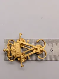 Danish Royal Guard Gold-Tone Monogram Crown Pin Frederik X 