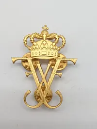 Danish Royal Guard Gold-Tone Monogram Crown Pin Frederik X 