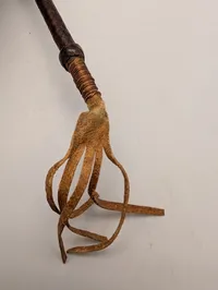 Vintage Braided Leather Equestrian Riding Crop with Tasseled Popper