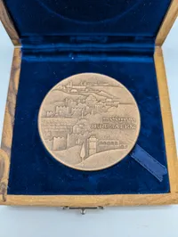 Israelsk Jerusalem Bronze Medalje i Oliventræsetui