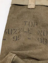 Britisk militær lærredspose til Kanon munding, stemplet TOP MUZZLE