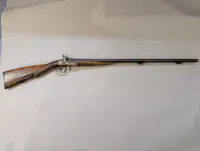 Antique Double-Barrel Percussion Shotgun with Carved Stag Stock