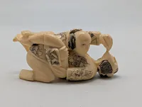Antik JAPANESE HAND CARVED EROTIC NETSUKE FIGURES EDO / MEIJI PERIODE 