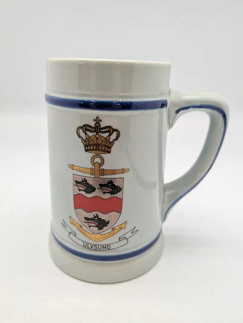 Vintage Danish Naval Ceramic Beer Stein - Ulvsund Mine Sweeper