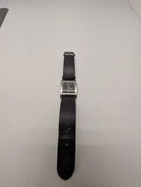 Skagen Denmark Steel firkantet herreur med sort læderrem