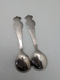 Danish Silver Commemorative Souvenir Spoons, King Christian X & Queen Alexandrine