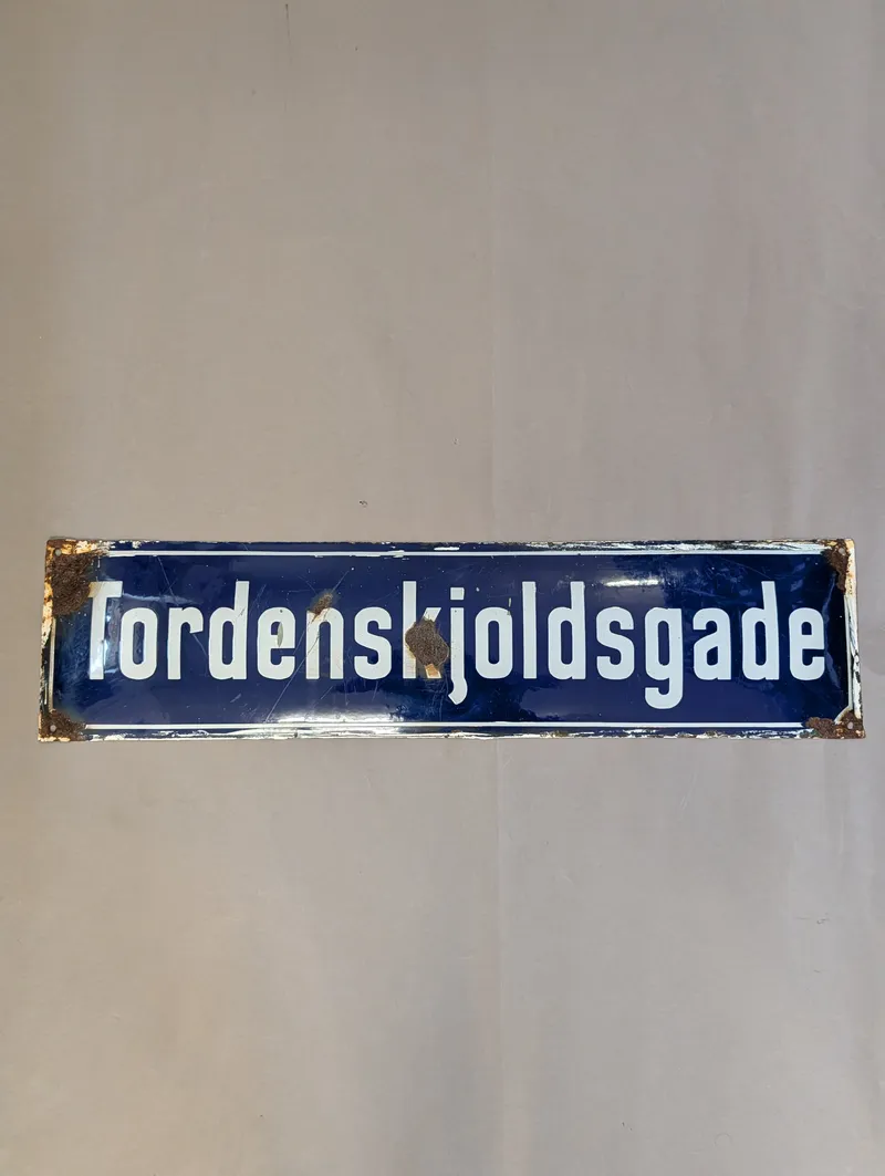 Antikt emaljeret gadeskilt "Tordenskjoldsgade"