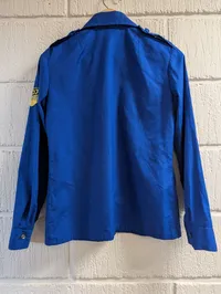 Vintage FDJ (Freie Deutsche Jugend) blå arbejdsjakke med broderet emblem Østtyskland DDR