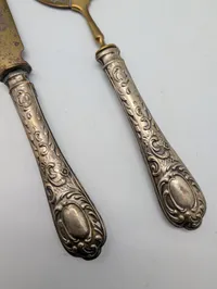 Antique Silver-Handled Cake and Pie Server Set in Presentation Case 800 sølv 