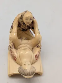 Antik JAPANESE HAND CARVED EROTIC NETSUKE FIGURES EDO / MEIJI PERIODE