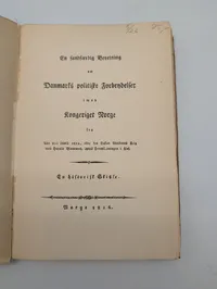 1816 Norwegian Historical Pamphlet on Political Relations with Denmark