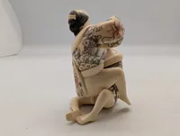 Antik JAPANESE HAND CARVED EROTIC NETSUKE FIGURES EDO / MEIJI PERIODE