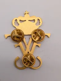 Danish Royal Guard Gold-Tone Monogram Crown Pin Frederik X 