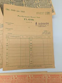 Vintage Danish WWII-Era and Post-War Ration Cards and Coupons