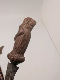 Child Indonesian Keris Dagger with Carved Figural Hardwood Hilt