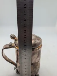 Antique Silver-Plated Lidded Tankard with Repoussé Scrollwork