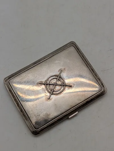 Hans Hansen cigaretetui i sølv med gravering, 1939 Ingeniør regimentet