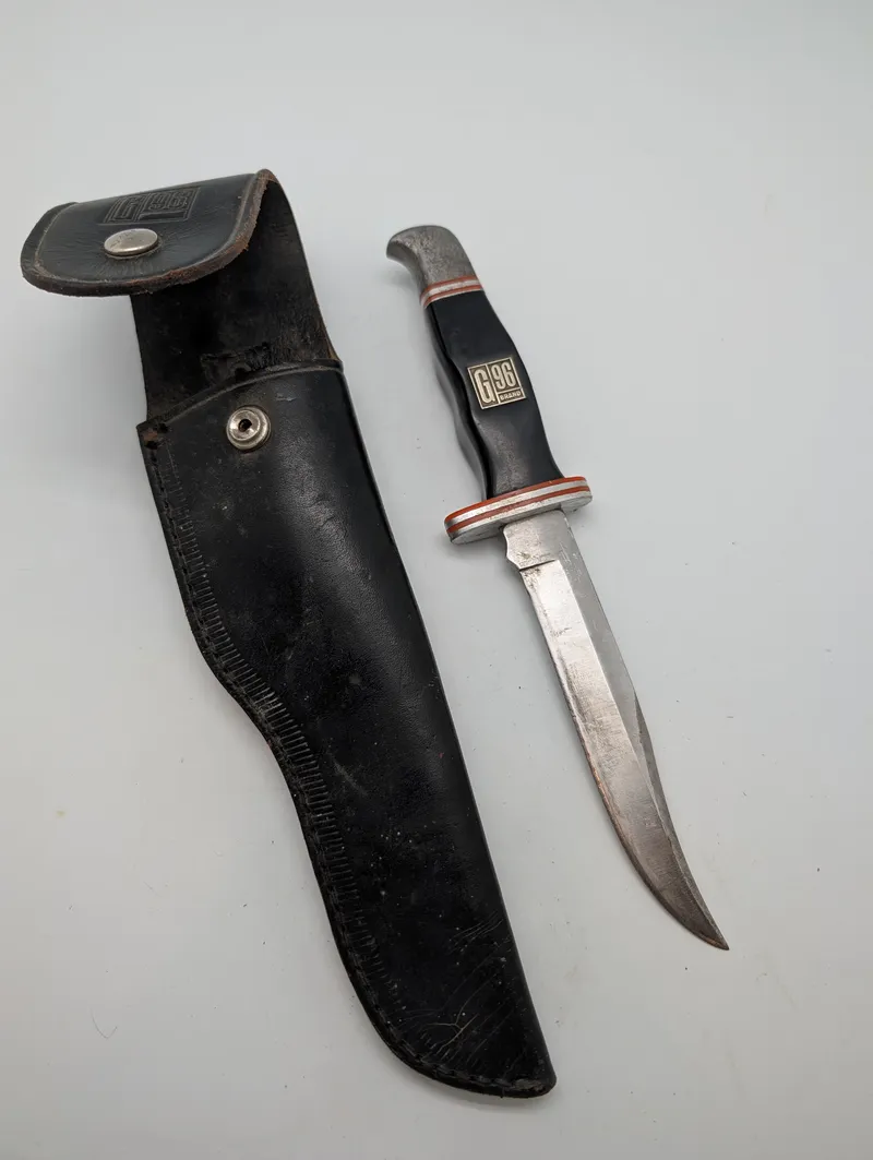 G96 Brand Model 930 Rust Proof Steel Hunting Knife with Leather Sheath