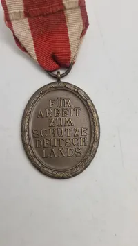 WWII German West Wall Medal — Bronze, Original Ribbon, Third Reich Era
